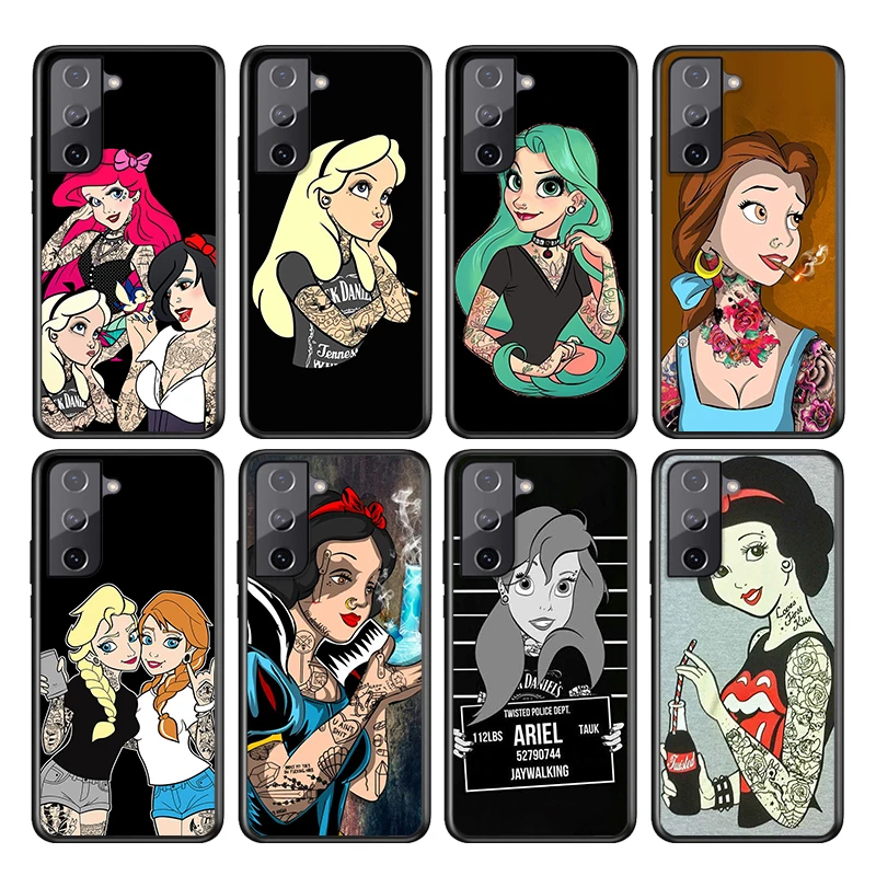 

Tattoo princess For Samsung Galaxy S21 S20 FE S10e S10 S9 S8 S7 S6 Ultra Plus Lite 5G Edge Black Soft Phone Case