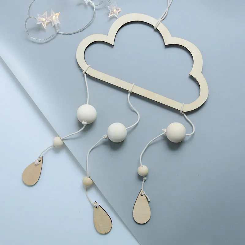 

Nordic Childrens Room Decoration Creative Fresh Wood Wood Bead Hanging Wall Decoration Scene Layout Photography Props