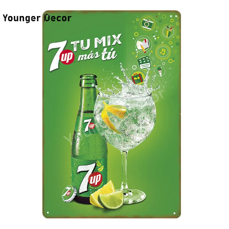 Безалкогольные 7up металлические жестяные знаки 7 UP ВИНТАЖНЫЙ ПЛАКАТ Искусство Настенная Наклейка картина бар паб кафе украшение домашний декор в стиле ретро YI-052