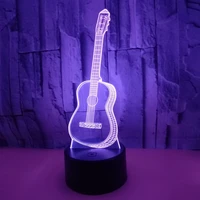 creative cartoon 3d electric music guitar bass model illusion lamp led 7 color change gradient baby child sleep night light toys