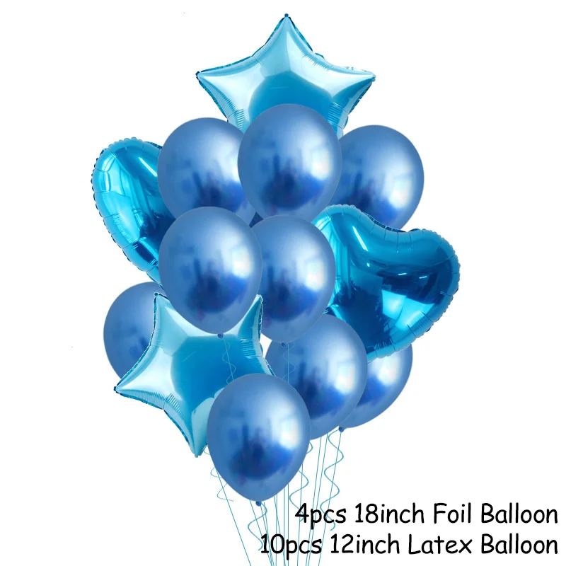 14p balloons set-G 10/15/20 шт. металлическая хромированная воздушные шары с днем рождения/воздушные шары Золотое конфетти балон Свадебные украшения надувные гелием Balons шарики - Цвет: 14p balloons set-G