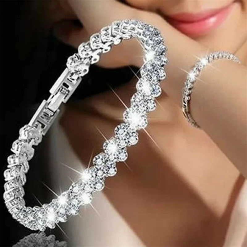 

New Fashion Zircon Bracelet Women Crystal Minimalist Full Rhinestone Bracelet