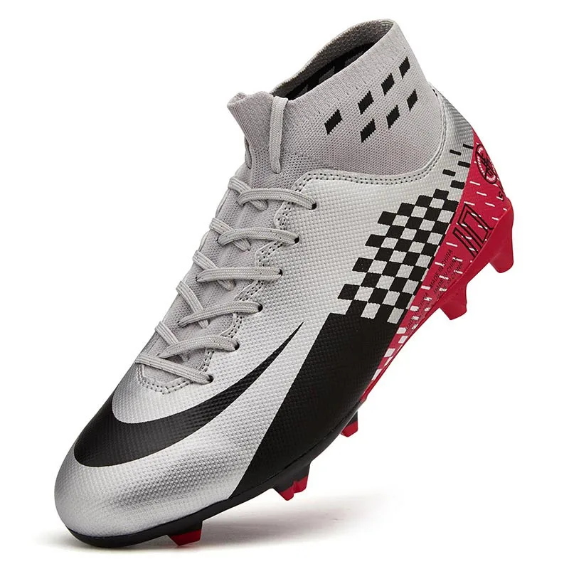 Men Football Boots Cleats Boots Long Spikes TF Spikes High Top Sneakers Soft Indoor Turf Futsal soccer Shoes Chuteira Futebol