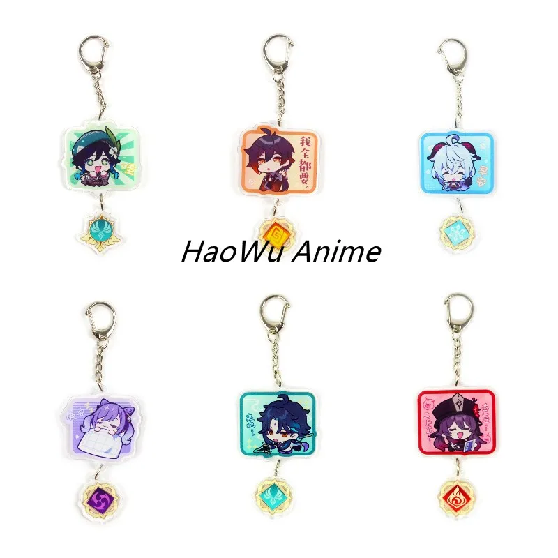 

Genshin Impact Anime Figure Zhongli Venti Ganyu Klee Keqing Xiao Element Acrylic Keychain Cute Backpack Cartoon Pendant Keyrings