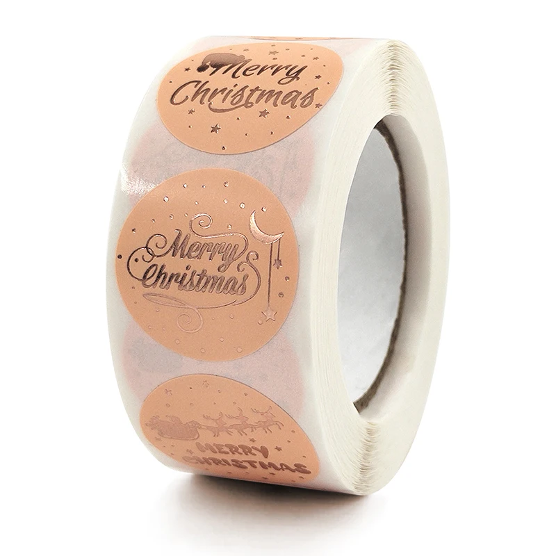 500 шт. золотистые наклейки Merry Christmas