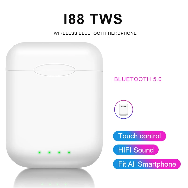 I88 TWS Twins беспроводные наушники Мини Bluetooth V5.0 стерео гарнитура наушники для всех смартфонов