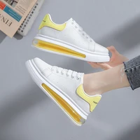 large size spring and autumn new air cushion leather sneakers for women white sports running shoes increased high casual shoes