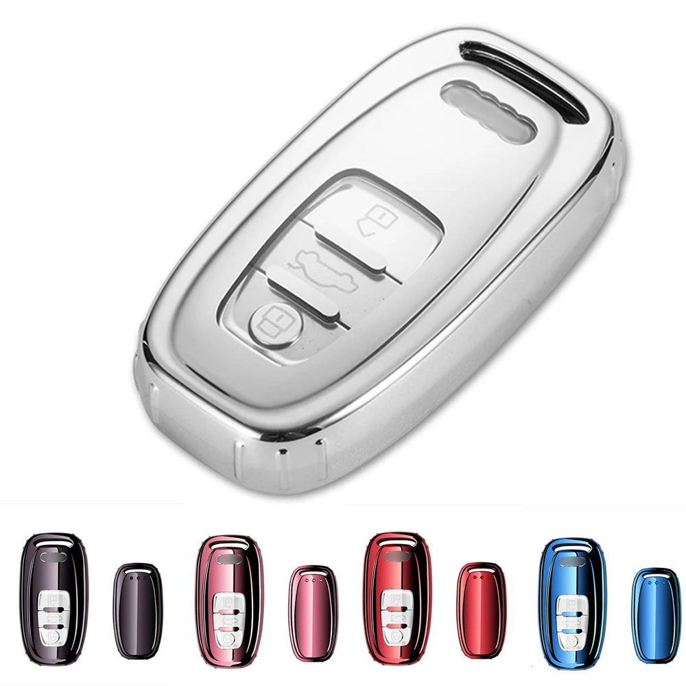 

Car Key Case Keychain For Audi A4 S4 B7 B8 A6 A5 A7 A8 Q5 S5 S6 Q7 Soft TPU Fob Full Protective Cover Auto Smart Key Accessories