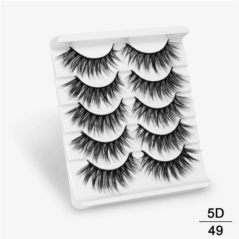 SEXYSHEEP, 5 пар, 20-25 мм, 3D накладные ресницы из искусственного меха норки, натуральные/толстые длинные ресницы для глаз, вытягивающие макияж, инструменты для наращивания красоты