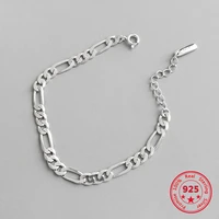 pure 925 silver fashion simple cool chains bracelets for girl women fine jewelry