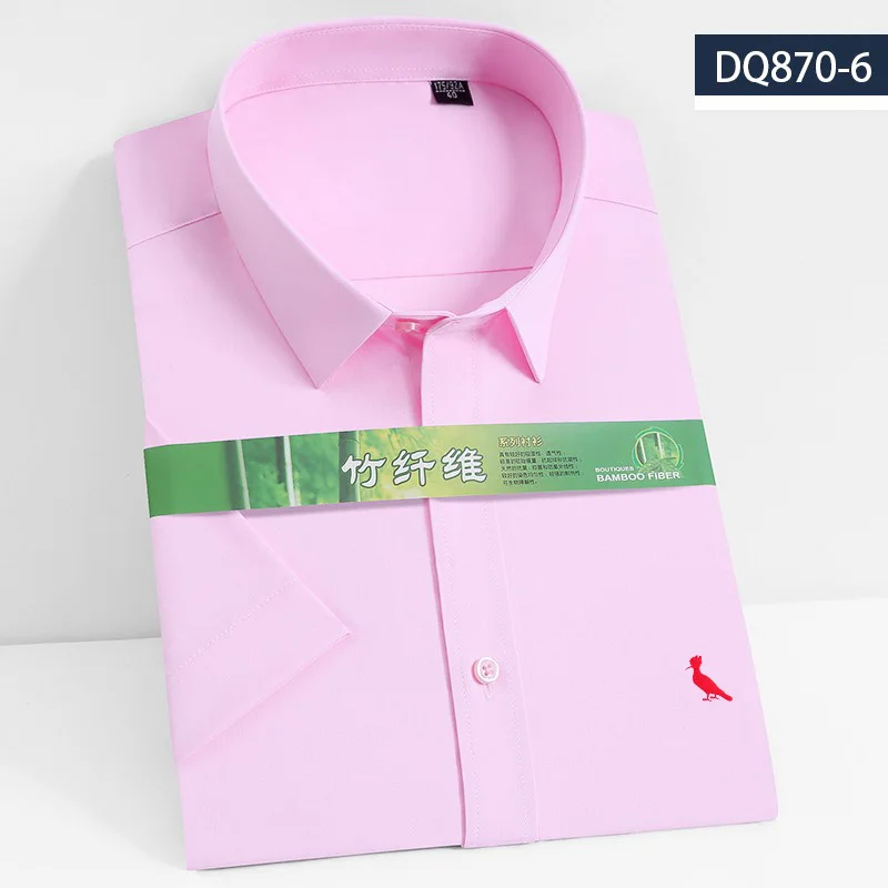 2021 Men's summer new style bamboo fiber short-sleeved shirt formal office clothes pure color reserved men's shirt