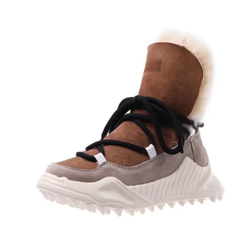 

Genuine Leather Women Snow Boots Winter Platform Shoes Ankle Boots for Women Non-slip Keep Warm Wool Women's Sneakers