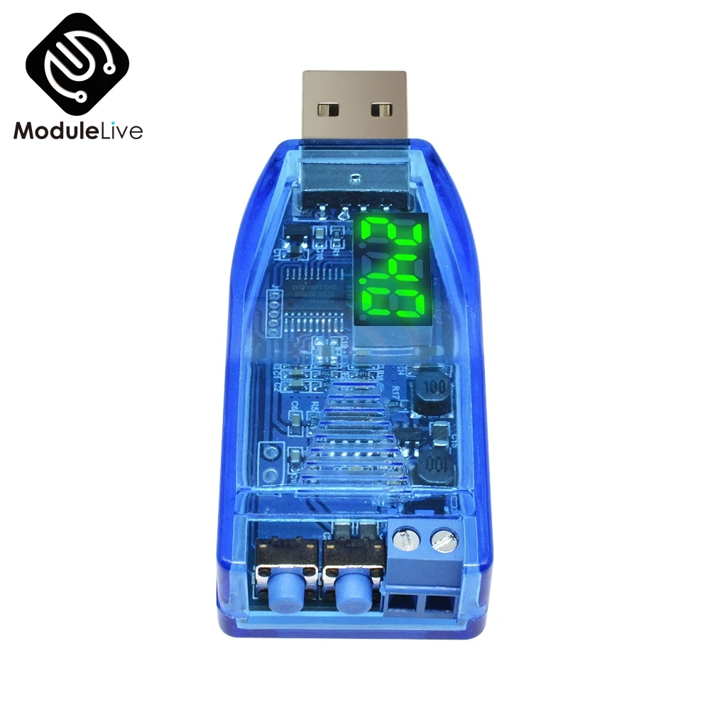 DC-DC 5V to 3.3V 9V 12V 24V Adjustable USB Step UP Down Power Converter Supply Module Red Green Display Voltage Volt Regulator
