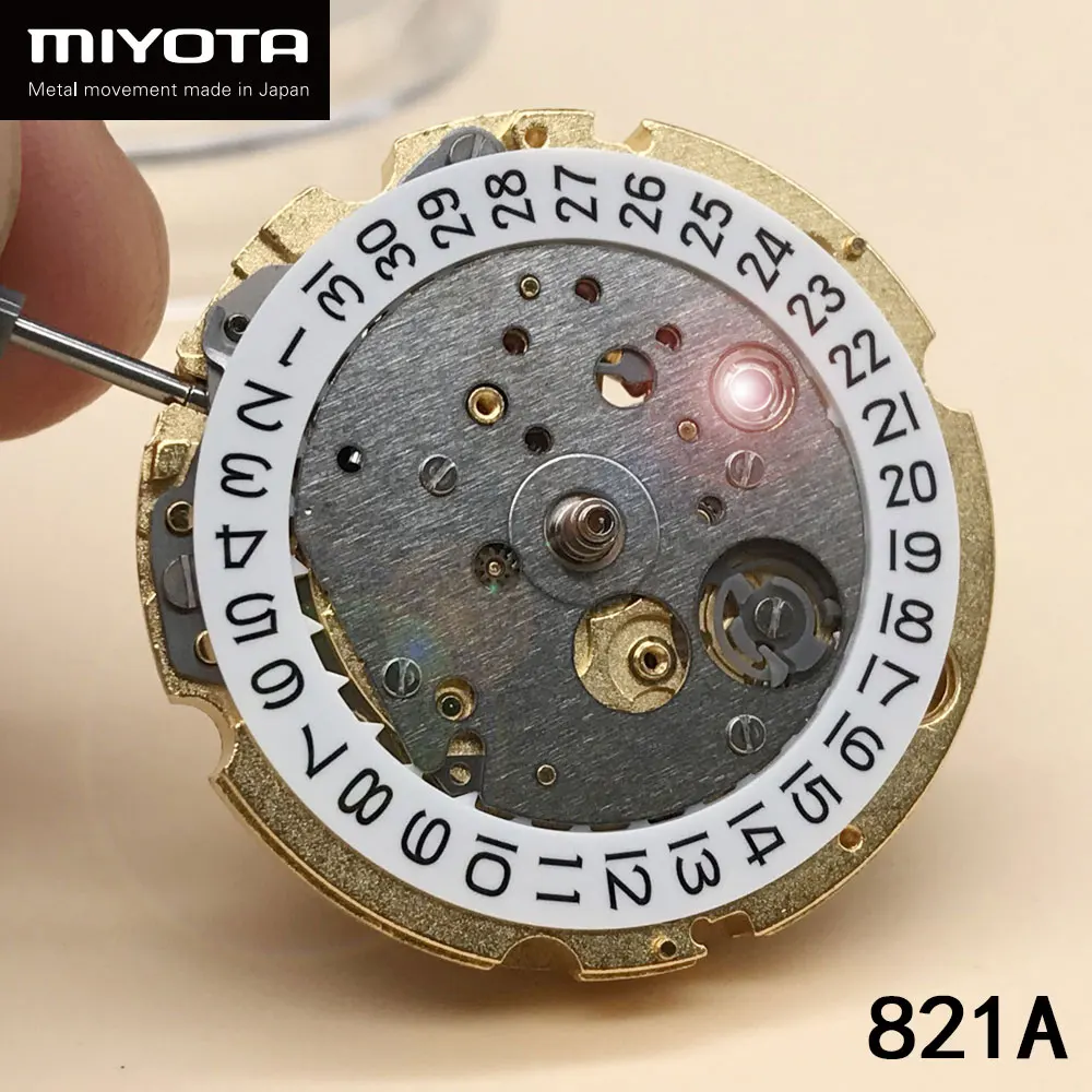

Miyota 821A Hack Second Stop Date Window Automatic Mechanical Movement Watch Accessories 21 Jewels Golden Silver