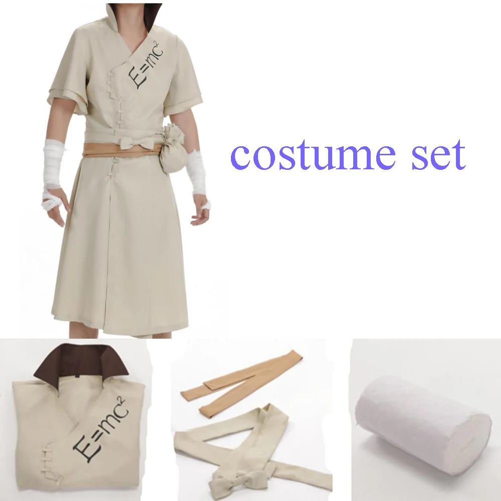 costume set Аниме Доктор Стоун сенку Ishigami для мужчин и женщин Взрослый Косплей Костюм Рождественский костюм для вечеринки парик - Цвет: costume set