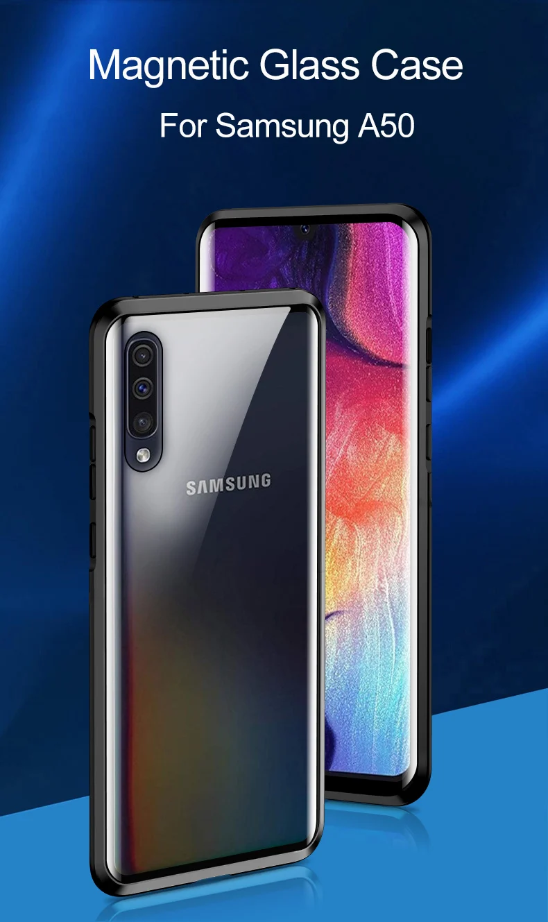Магнитный чехол для samsung Galaxy A50 A40 A30 A20 A10 A60 A70 M30 M20 M10 A7 металлический корпус закаленное Стекло задняя крышка