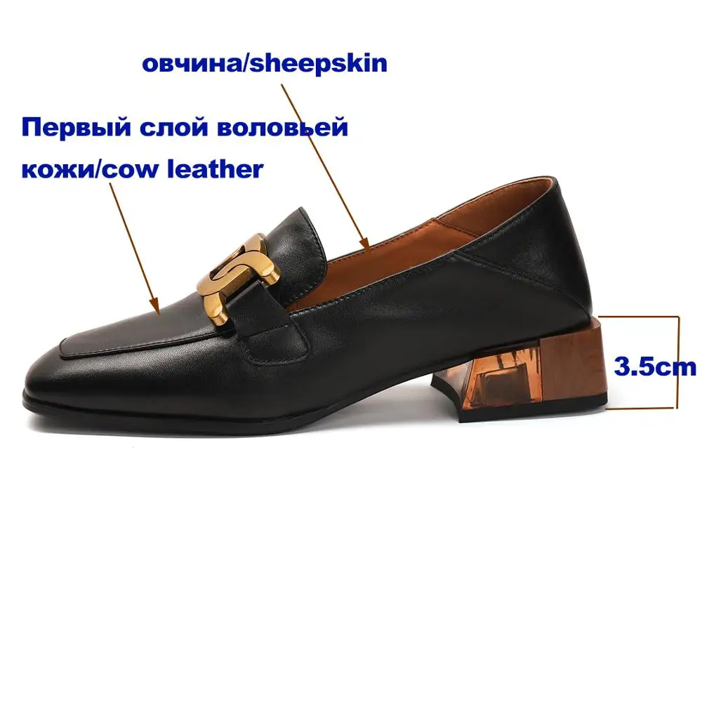 

Aliona Shoo Fashion Newest Women Shoes 2021 Spring Thick Heels Pumps For Women Genuine Leather Office Lady Party Shoes For Women