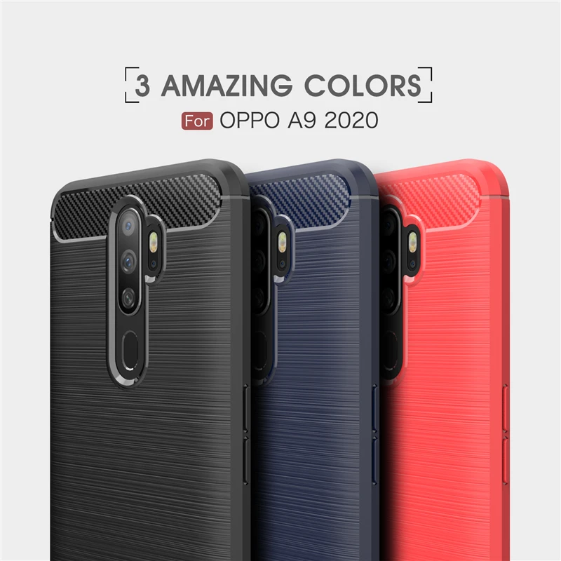 carbon fiber case for oppo a5 2020 case rubber bumper silicone shockproof cover for oppo a5 2020 cover case for oppo a5 2020 free global shipping