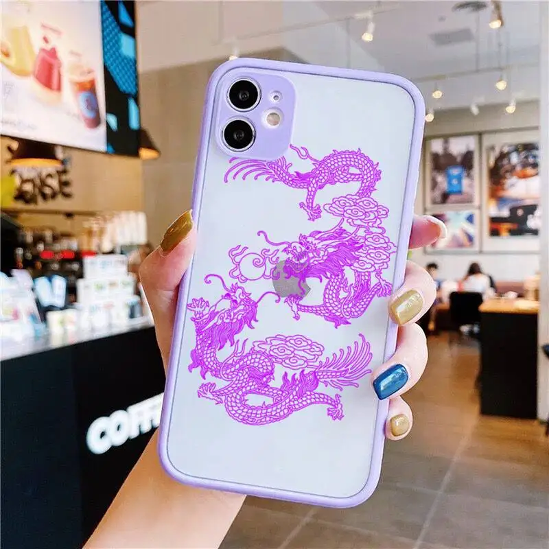 Fashion Dragon Animal Pattern Phone Case For iphone 12 11 Pro Max Mini XS 8 7 Plus X SE 2020 XR Matte Transparent Light Cover |