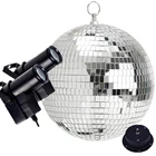 Светоотражающий стеклянный зеркальный шар Thrisdar DIA25 см 30 см, диско-шар с RGB-лучом 10 Вт, Pinspot, прожектор для домашней вечеринки, свадьбы, сценическое освещение