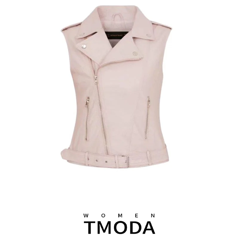 Жилет TMODA245 женский из искусственной кожи модная розовая куртка-бомбер