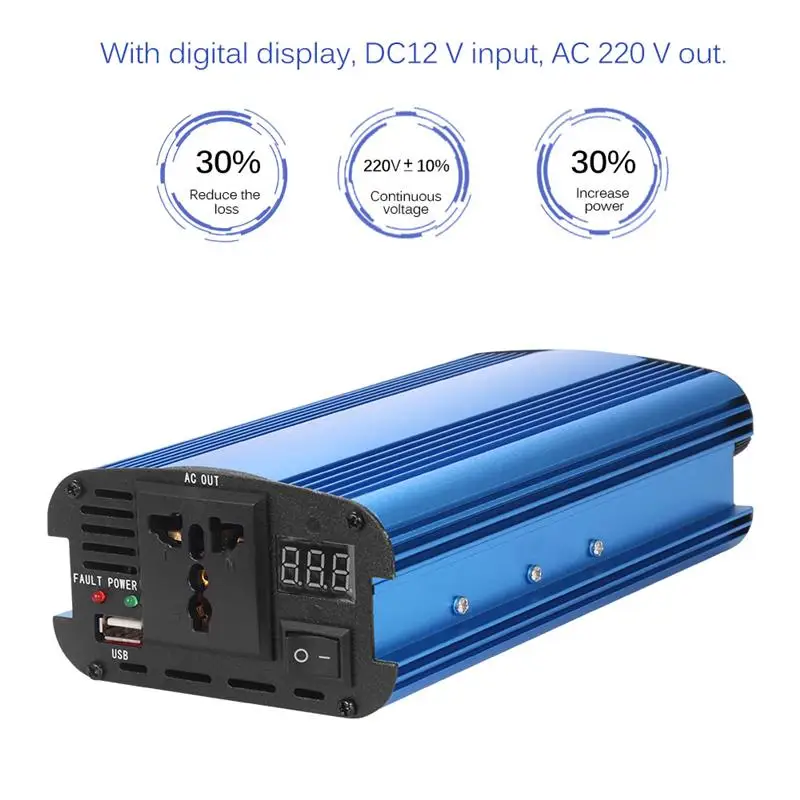 AOZBZ 3000W DC 12 до 220V солнечный инвертор мощности Алюминиевый конвертер сплавов перегрузки по току для поездок по дорогам на открытом воздухе
