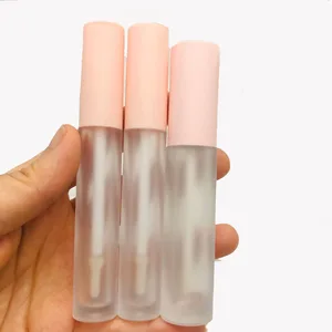 Новый тюбик для блеска для губ 3 мл 5 мл, пустая бутылка для бальзама для губ, розовая Крышка, матовый прозрачный контейнер для косметики для губной помады