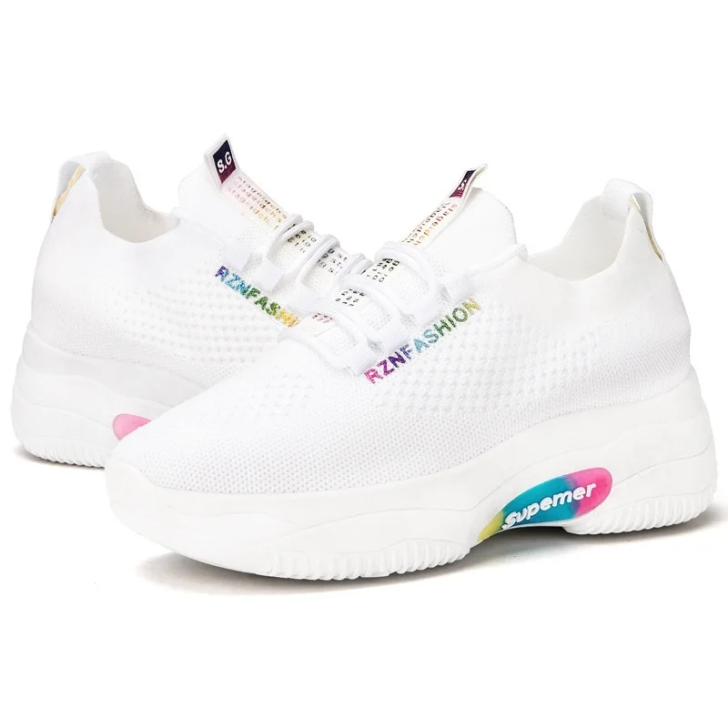 

New Women Chunky Sneakers Height Increasing Shake Casual Shoes Flatform Lace-up Walking Shoes Deportiva Mujer