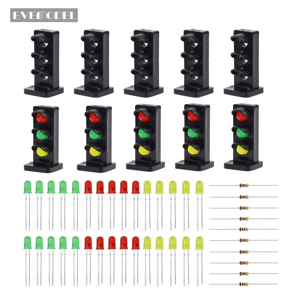 

JTD26 10 комплектов 1:43 целевые лица с 3 светодиодами красные/зеленые/желтые О-весы Железнодорожный карликовый сигнал 3 аспекта