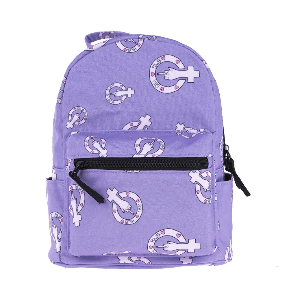 Women Backpack Mini Cartoon Funny Print Casual Children School Bag Small Purple Waterproof Travel Rucksack