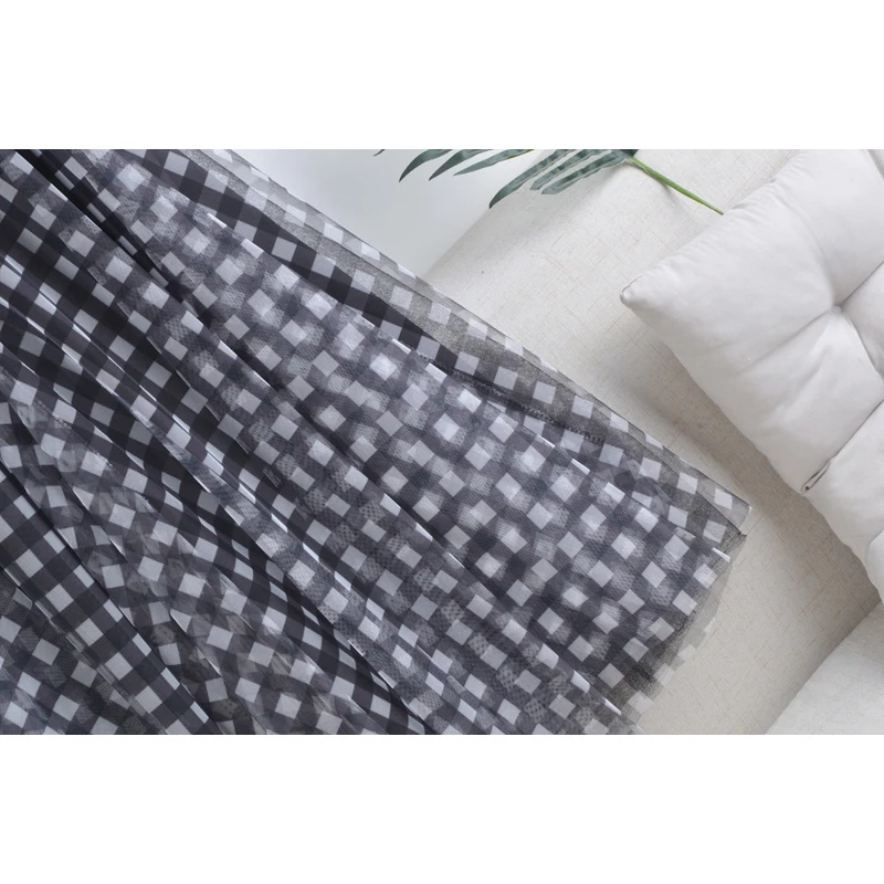 

SURMIITRO 2021 Fashoin Korean Style Vintage Plaid Summer Long Tulle Skirt Women High Waist Aesthetic Midi Pleated Skirt Female