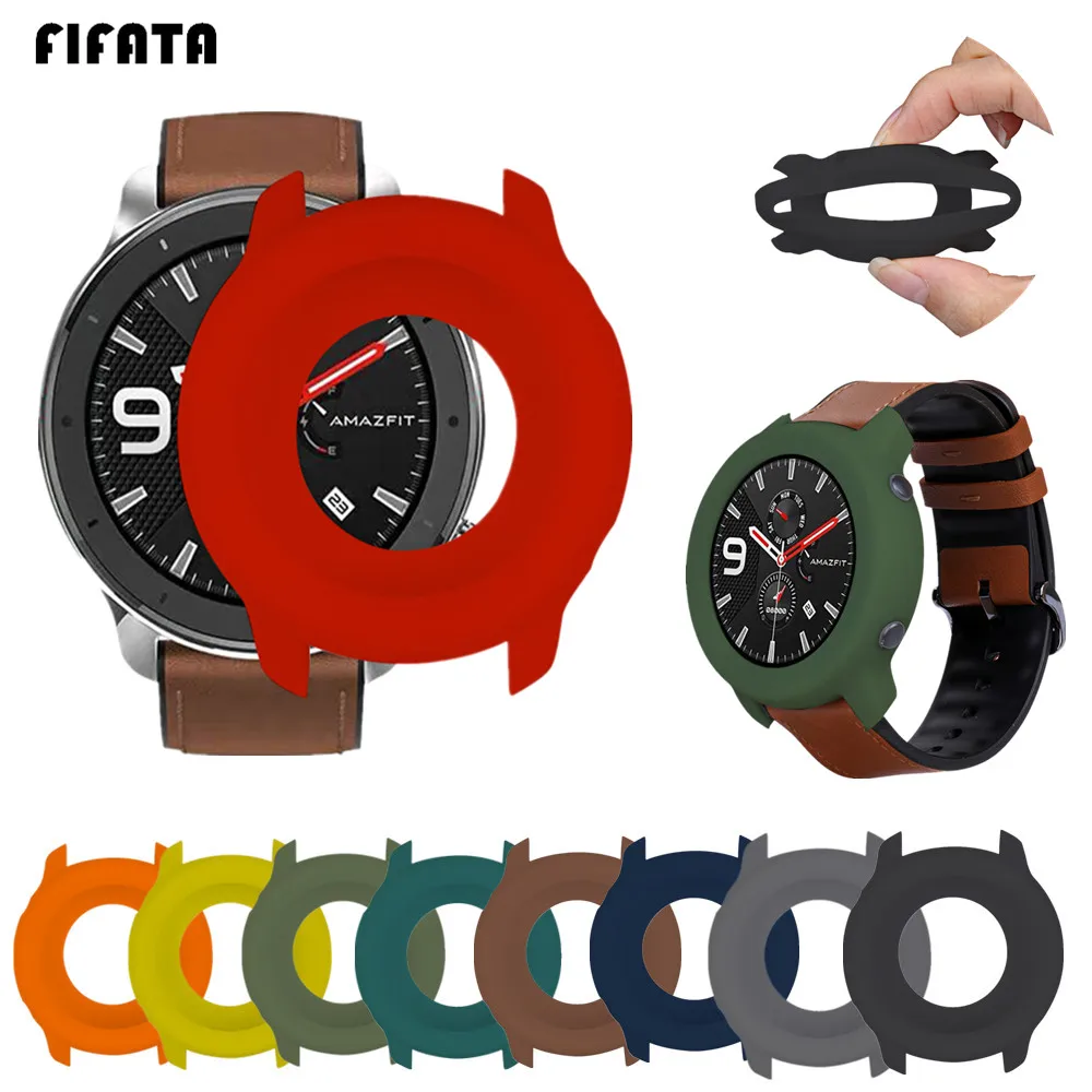 Чехол из ТПУ FIFATA для Huami Amazflt GTR 47 мм силиконовая рамка защитный чехол Xiaomi