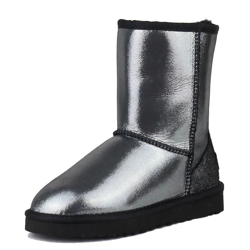 ; Коллекция года; зимние сапоги на натуральном меху; классические Mujer Botas; водонепроницаемые зимние сапоги из натуральной овечьей кожи; женская обувь - Цвет: Black as pic