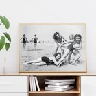 ВИНТАЖНЫЙ ПЛАКАТ на холсте с изображением пляжного волейбола черного и белого цвета для женщин, занятий спортом, девушек, развлечений, настенное искусство, домашнее украшение