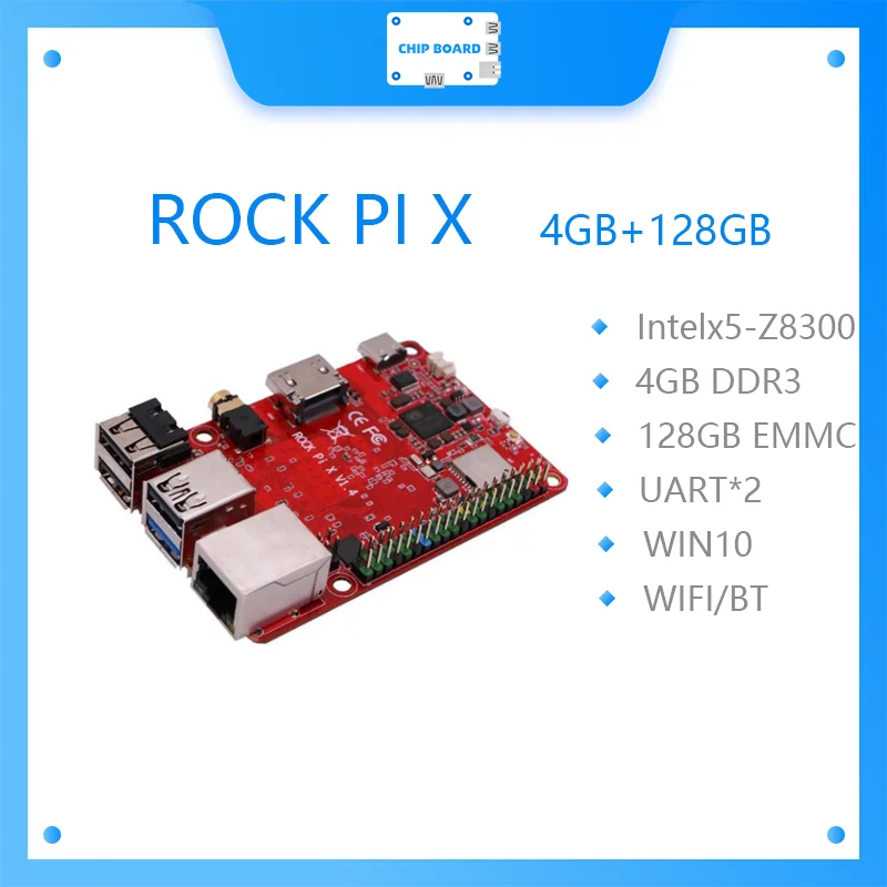 ROCK PI X B MODELB Win10 Intel Atom x5-Z8300 board 4G 128G eMMC flash Разъем для карты MicroSD | Компьютеры и офис