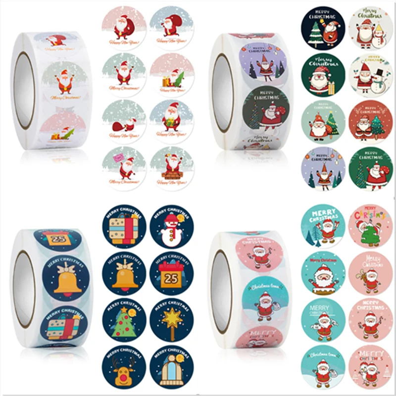 

Christmas Sticker Santa Gift Box Decoration Label Gift Card Envelope Seal Label Sticker Happy New Year Christmas Gift Tag