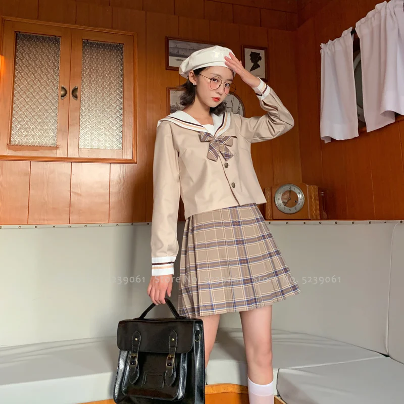 Женский костюм JK для девочек японская кавайная темно синяя школьная форма моряка