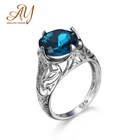 Anillos Yuzuk сплошной 925 пробы Серебряные кольца для Для мужчин Голубой топаз Аквамарин драгоценный камень Свадебная вечеринка, подарок, изящное ювелирное изделие