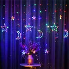 Светодиодный ная гирлянда-сосулька со звездами и луной, сказочное освещение, гирлянда-занавеска, новогодние и рождественские украшения для дома, гирлянда, светильник гирлянда на окно