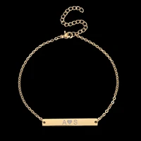 gold color chain adjustable bracelet bangle picture letter name engrave custom charm bracelet for couple women men boy girl gift