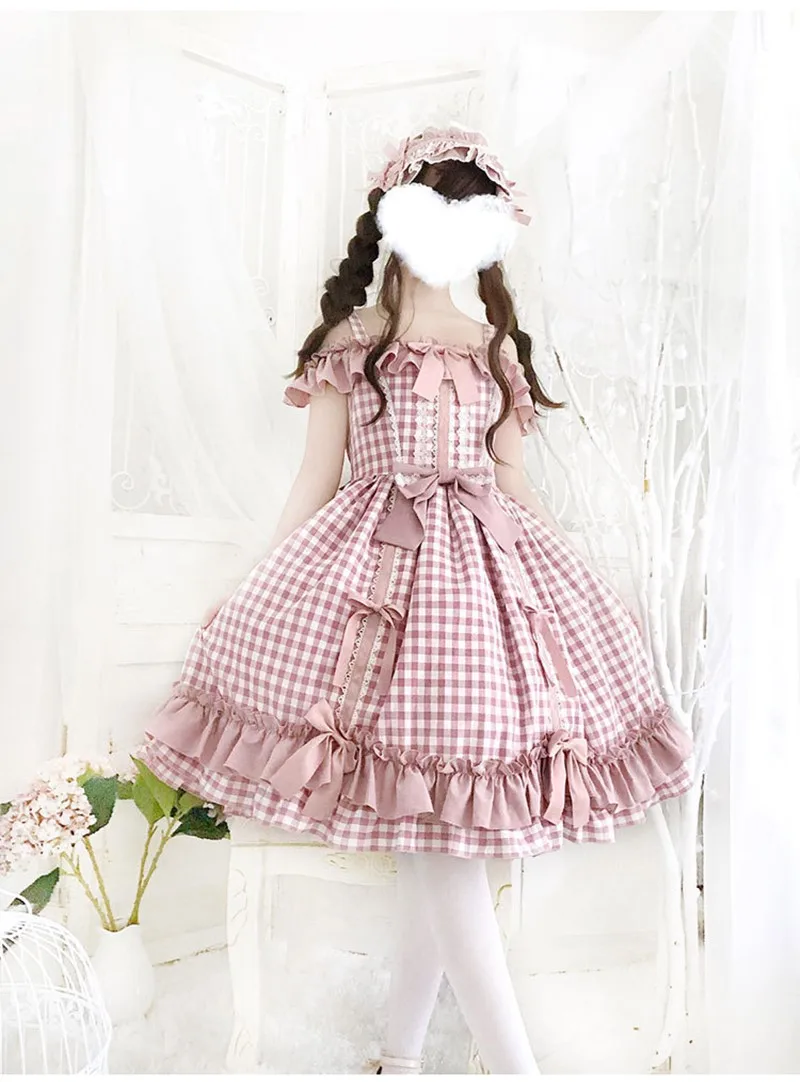 

Princess tea party pink sweet lolita dress vintage lace bowknot lattice victorian dress kawaii girl gothic lolita jsk loli cos