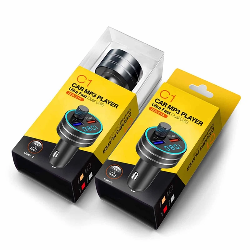 

Car Bluetooth FM Transmitter Wireless Handsfree Radio MP3 Player Dual USB Phone Quick Charging Adapter Mutifunctional