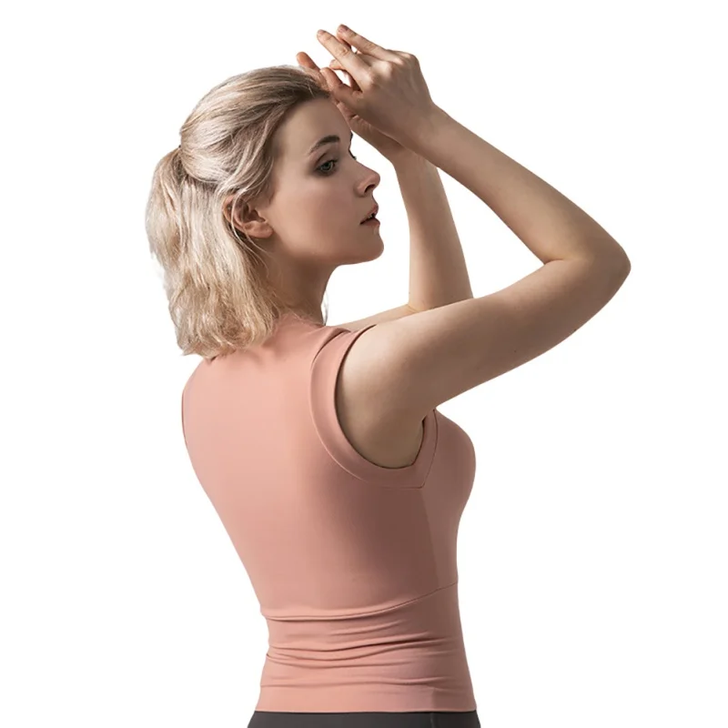 

Women Yoga Sleeves Tight-fitting Sports Vest Women's Running Quick-drying Vest With Chest Pad Short Clothes
