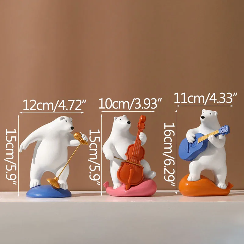 

Cartoon Figure Band Bear Figurines Home Office Decoration Ornament Miniature Model Surfing Balloon Bear Statue Decoration Gift