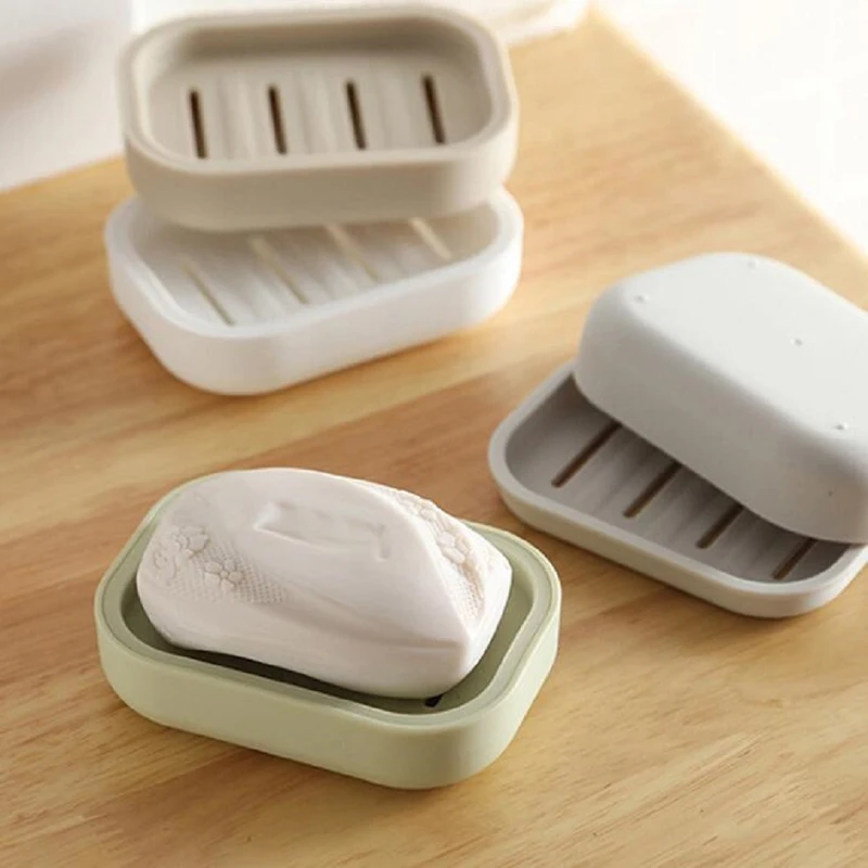 

Zollor Plastic Square Shower Soap Holder Simple Personality Double-deck Drain Soap Box Family kitchen Bathroom Accessories