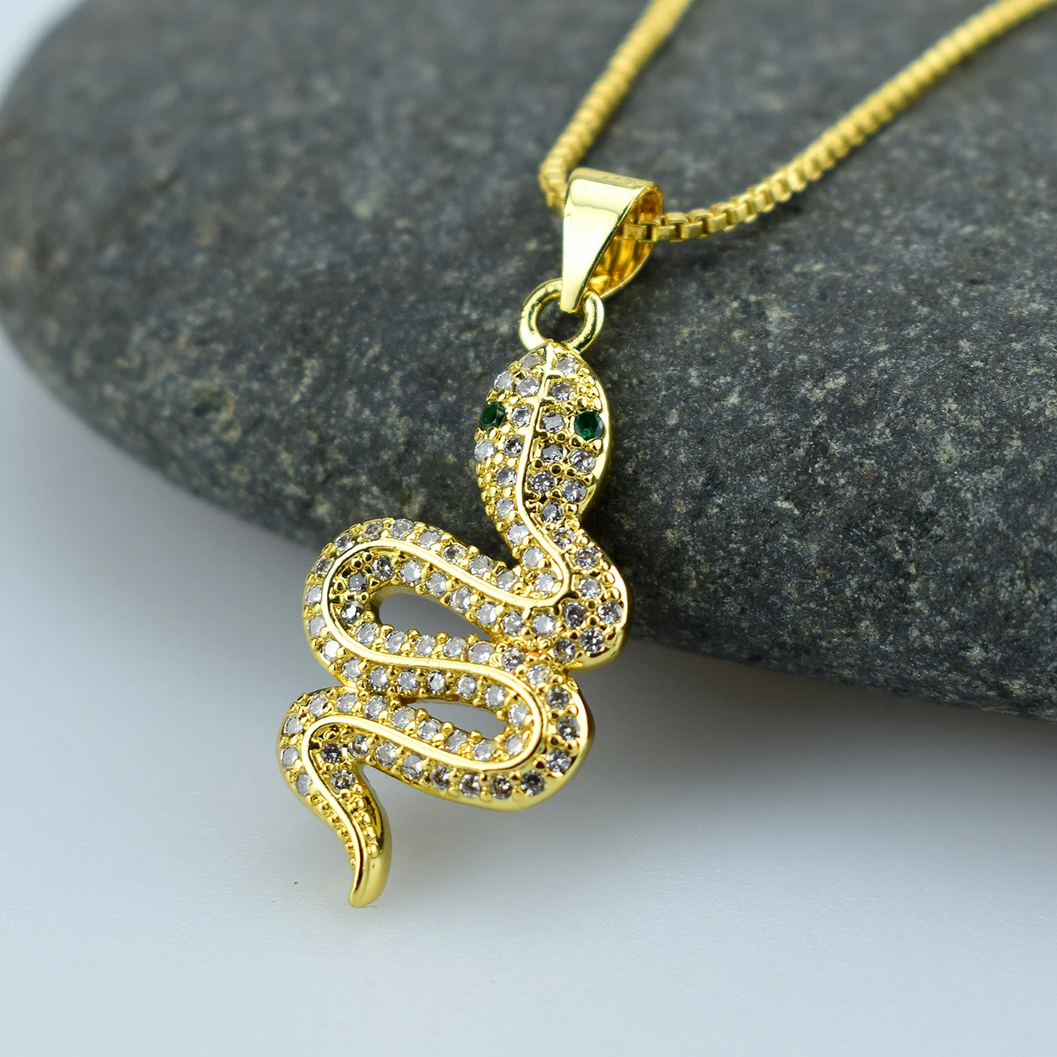 Новинка 2020 трендовые ожерелья с подвеской в виде змеи Золотая цепочка белый