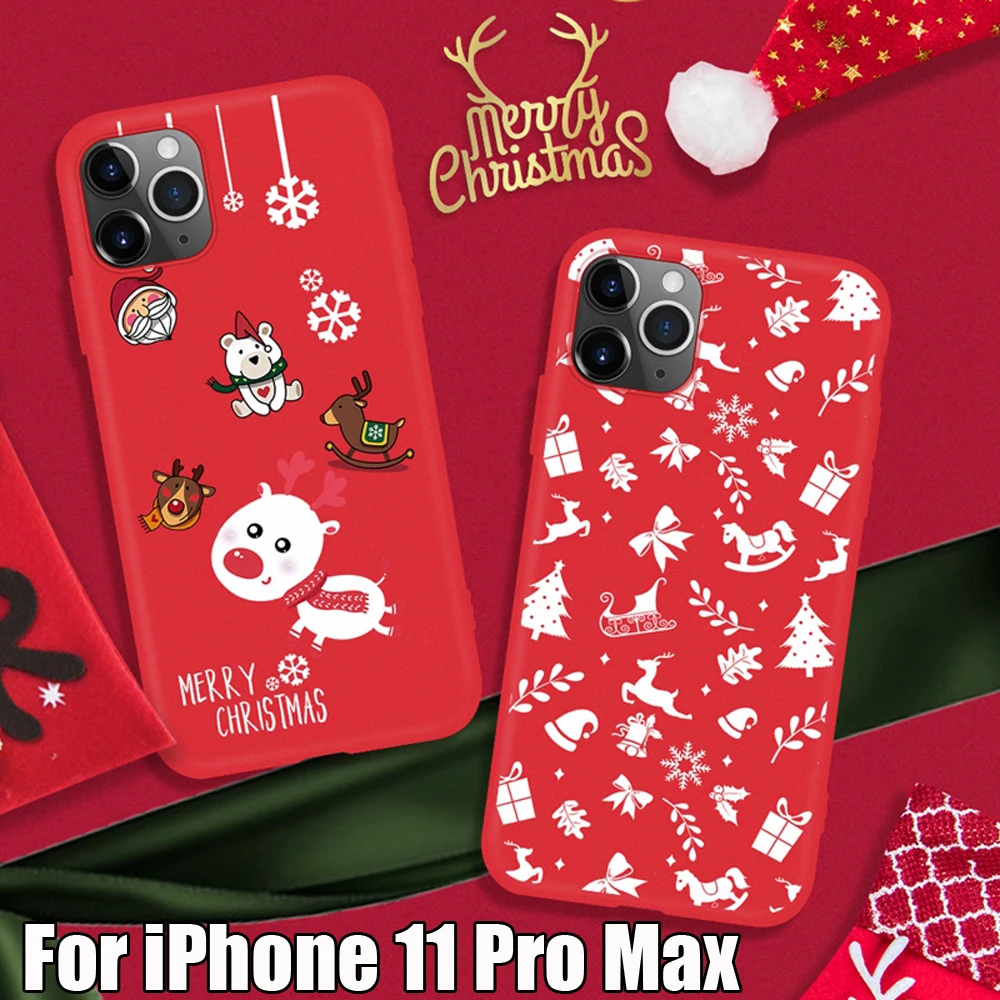 Мягкий ТПУ чехол для телефона iPhone 11 Pro Max XR XS X 8 7 Plus Merry Christmas santa claus Deer