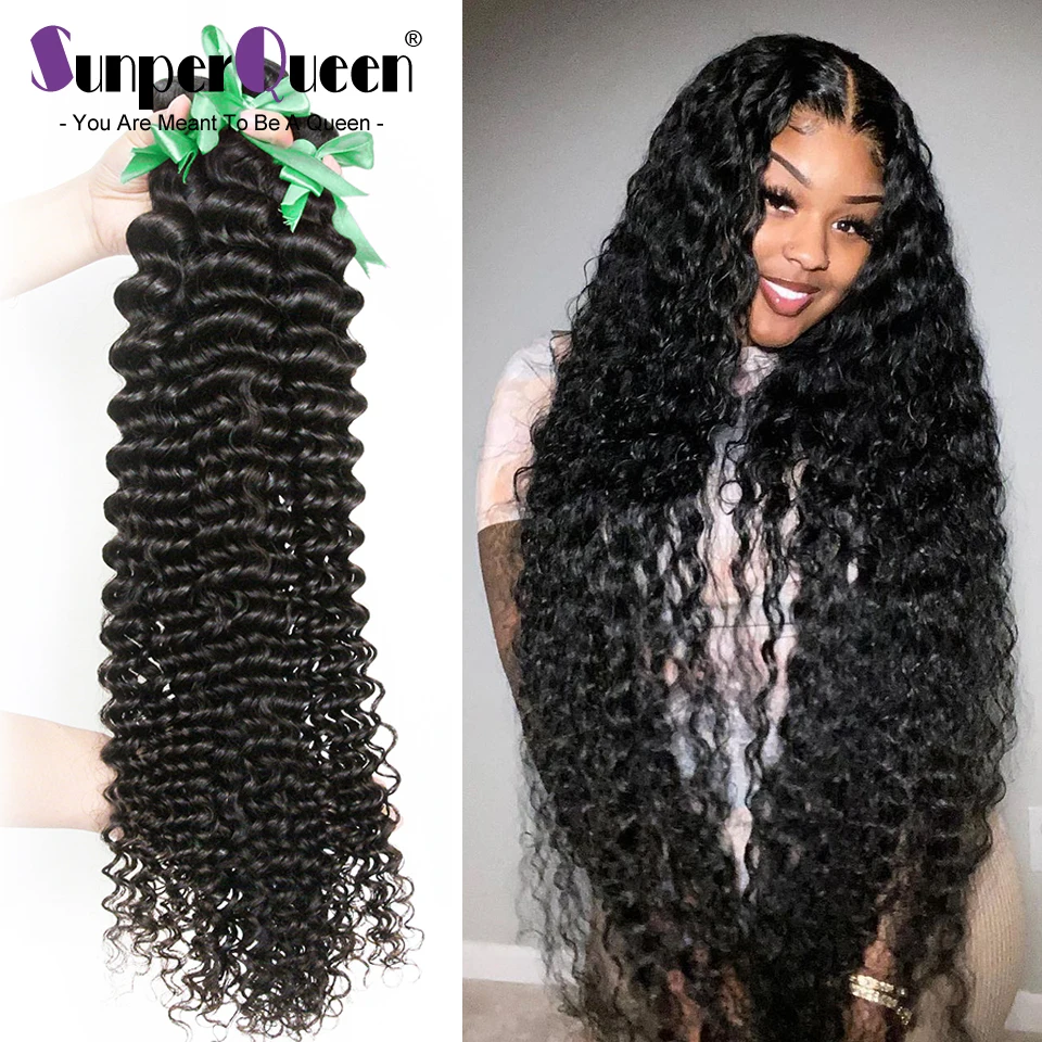 

Loose Deep Wave 30 32 40 Inch 3 4 Bundles Deal Brazilian 100% Human Hair Weaves 100% Hair Extension Water Curly Raw Virgin Hair