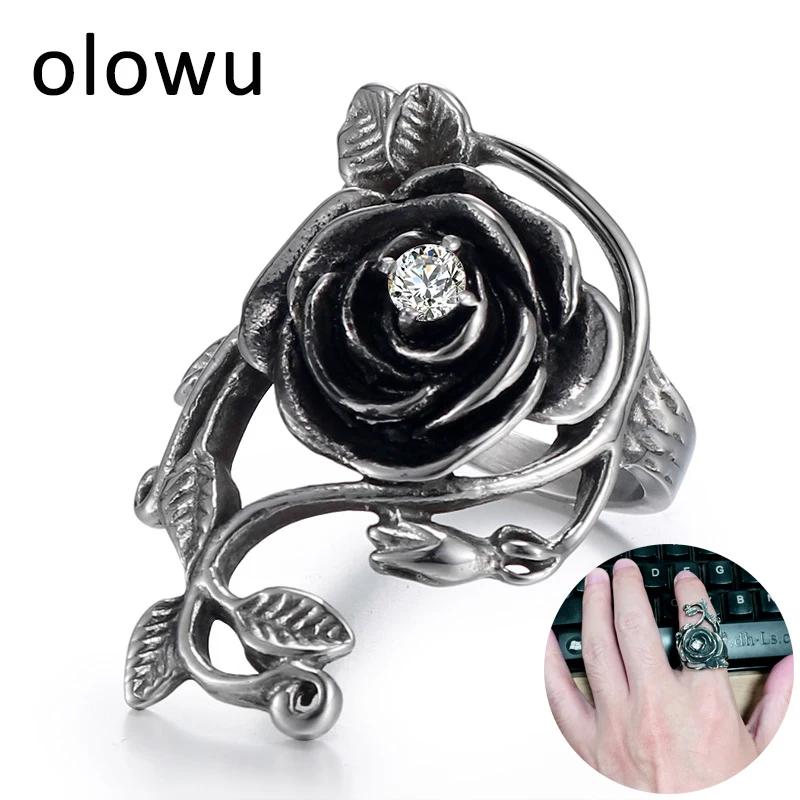 Кольцо olowu античное серебряное черное розовое из нержавеющей стали | Украшения и