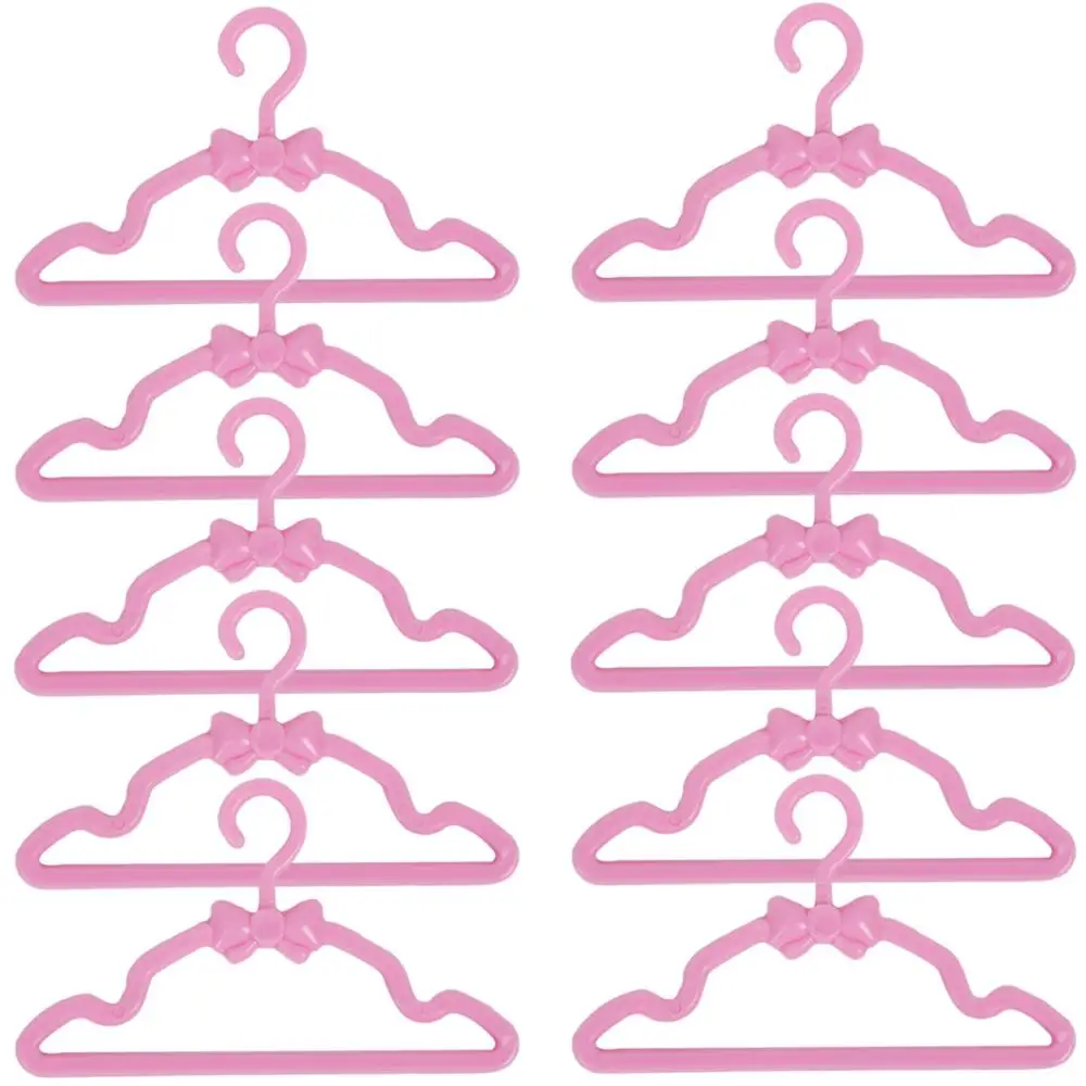 10x pink hangers-2 10 шт./партия Аксессуары для кукол розовый фиолетовый серый гардероб кукольный домик платье одежда пластиковые вешалки для Барби Кен Кукла Одежда Игрушка - Цвет: 10x pink hangers-2